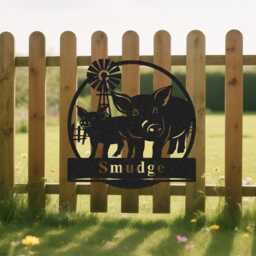 Personalised Pig Farm Monogram Metal Sign, Custom Wall Art, Pig Barn Sign, Farmer Name Sign, Pig Ranch Decor, Pig Farmhouse Decor, Farmer Gift - thumbnail 2