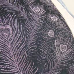 Peacock Feather Pillow Cover Vintage Silk Kimono, Purple & Gray - thumbnail 2