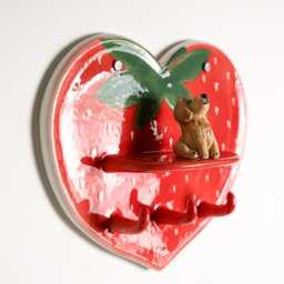 Custom Red Strawberry Pet Key Holder Personalized Ceramic Wall Mounted Rack Cat Hearted Dog Hanger Handmade Entryway Organizer - thumbnail 2