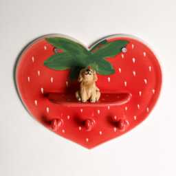 Custom Red Strawberry Pet Key Holder Personalized Ceramic Wall Mounted Rack Cat Hearted Dog Hanger Handmade Entryway Organizer - thumbnail 3