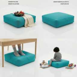 Turquoise Bean Bag Floor Cushion Square Outdoor Seat Pillow - 60cm - thumbnail 3