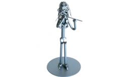 Flute Player Gift Nuts & Bolts Sculpture, Teacher Metal Scrap Art Gift - thumbnail 1