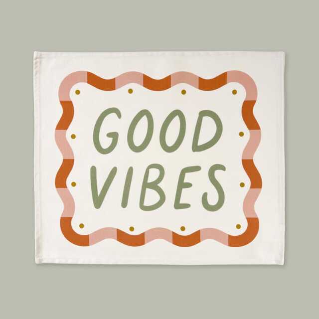 Good Vibes Banner, Organic Cotton Wall Hanging, Gender Neutral Perfect Bedroom Decor For Children