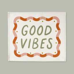 Good Vibes Banner, Organic Cotton Wall Hanging, Gender Neutral Perfect Bedroom Decor For Children