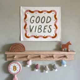 Good Vibes Banner, Organic Cotton Wall Hanging, Gender Neutral Perfect Bedroom Decor For Children - thumbnail 3