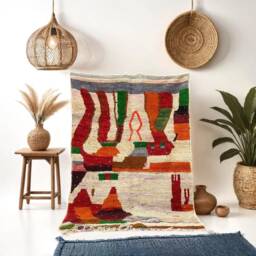 Handmade Orange Moroccan Rug Berber Wool Area Rug - thumbnail 2