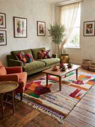 Handmade Orange Moroccan Rug Berber Wool Area Rug - thumbnail 1