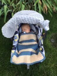 Owl Baby Blanket Grey Yellow Mini Size Shower Gift - thumbnail 3