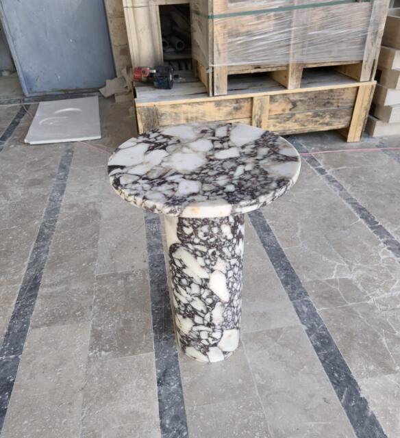 Hand Carved Calacatta Viola Marble Side Table Custom Order - image 1