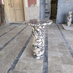 Hand Carved Calacatta Viola Marble Side Table Custom Order - thumbnail 3