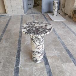 Hand Carved Calacatta Viola Marble Side Table Custom Order - thumbnail 2