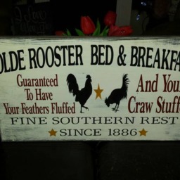 Rooster Coffee Sign Sure To Fluff Your Feathers Distressed Wood Kitchen Wall Hanging Primitive Farmhouse Decor Olde Red Brand - thumbnail 4