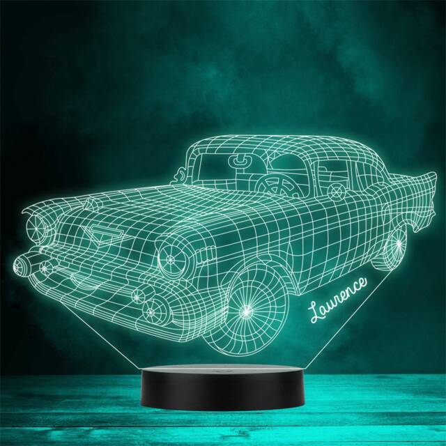 Classic Car 3D Style Side Motor Fan Personalised Gift Any Colour Led Night Light - image 1