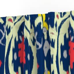 Bright Ikat Curtain Panel - Tribal Inspired Global Boho Indonesian Custom Emerald in Navies By Domesticate - thumbnail 3