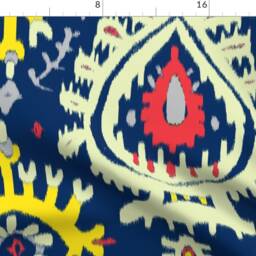 Bright Ikat Curtain Panel - Tribal Inspired Global Boho Indonesian Custom Emerald in Navies By Domesticate - thumbnail 4