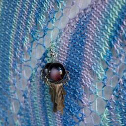 Fiber Art Wall Hanging, Knitted Textile Home Decor - Blue & Purple Swirl - thumbnail 4