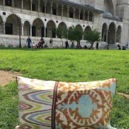 Velvet Ikat Pillow Cover - Handwoven Silk Uzbek Cushion For Lumbar & Accent Throw Pillows - thumbnail 4