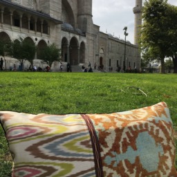 Velvet Ikat Pillow Cover - Handwoven Silk Uzbek Cushion For Lumbar & Accent Throw Pillows - thumbnail 2