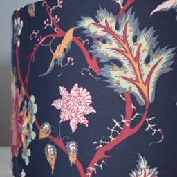 Dark Blue Floral Lampshade, Gold Silver Or White Lining, Scandinavian Fabric Botanical Flower Scandi Pattern, Handmade By Vivid Shades - thumbnail 3
