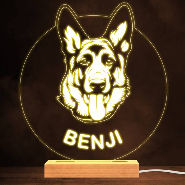 German Shepherd Dog Pet Silhouette Warm White Lamp Personalised Gift Night Light - Bedroom - image 1