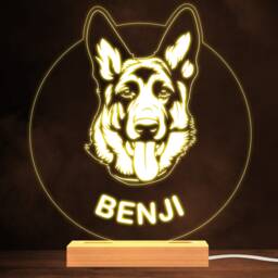 German Shepherd Dog Pet Silhouette Warm White Lamp Personalised Gift Night Light - Bedroom - thumbnail 1