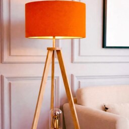 New Luxury Handmade Bright Orange Velvet Drum Lamp Shade & Pendant Light Suitable For Both Table Ceilings All Shapes Sizes - thumbnail 2