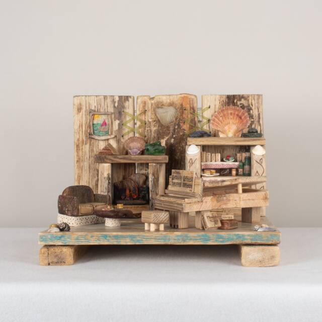 Afternoon Tea & Entertainment, Driftwood Sculpture, Miniature Diorama, Fairy Furniture, Unique Rustic Decoration, Upcycled Art - image 1