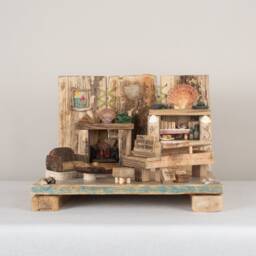 Afternoon Tea & Entertainment, Driftwood Sculpture, Miniature Diorama, Fairy Furniture, Unique Rustic Decoration, Upcycled Art - thumbnail 1