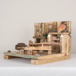 Afternoon Tea & Entertainment, Driftwood Sculpture, Miniature Diorama, Fairy Furniture, Unique Rustic Decoration, Upcycled Art - thumbnail 2