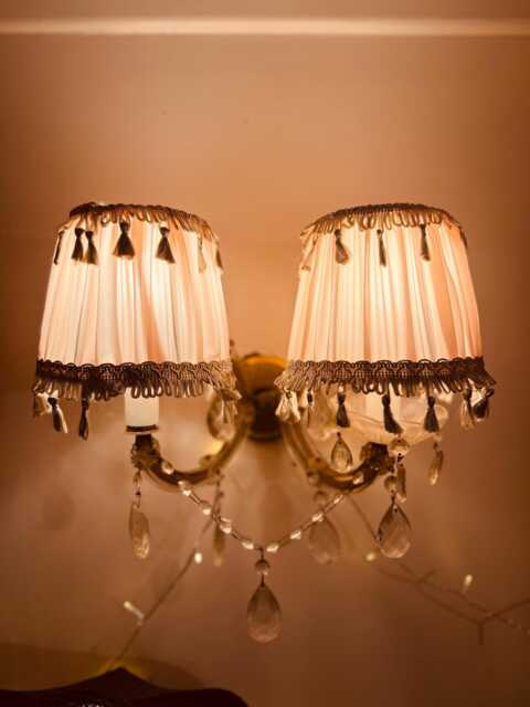 Handmade Pale Pink Lampshade French Vintage Style With Tassels, Wall Sconce Lampshade, Pink Pleated Pretty Lampshade - image 1