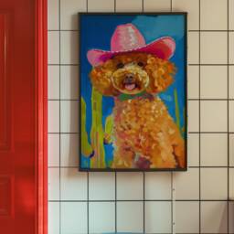 Poodle Cowgirl Art Print Western Dog in Cowboy Hat - thumbnail 3