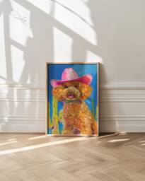 Poodle Cowgirl Art Print Western Dog in Cowboy Hat - thumbnail 1