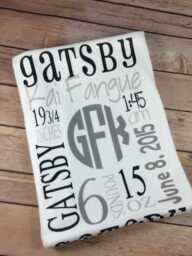 Personalized Baby Name Blanket Minky Or Fleece Custom Gift - thumbnail 1