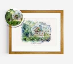 Grandma's Happy Place, Grandad's Garden Print, Favourite Place From Photo, Watercolour Grandma Gift Idea, Grandad Idea - thumbnail 1