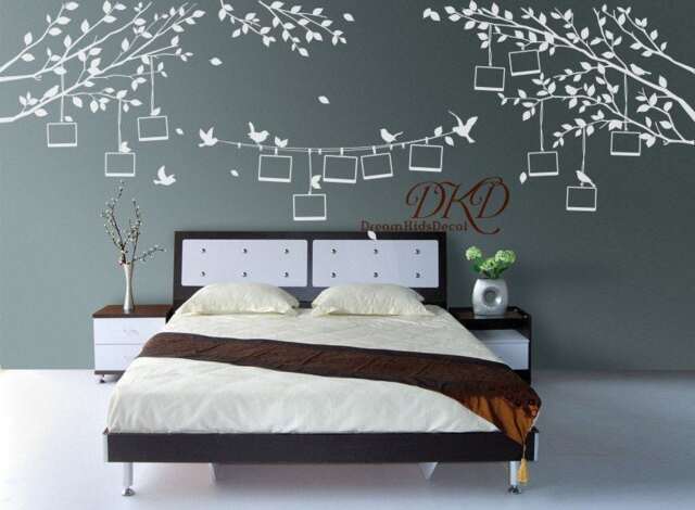 Tree & Birds Wall Decal With Photo Frames, Nursery Or Living Room Mural - image 1