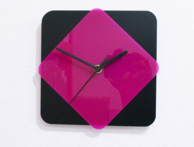 Simply Square Modern Black & Fuchsia - Wall Clock - image 1
