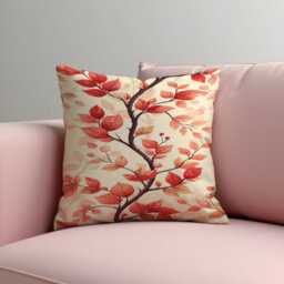 Floral Cushion Cover, Botanical Leaf Pillow Case, Soft Decorative Throw Modern Sofa Accent, Living Room Decor - thumbnail 2