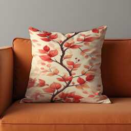 Floral Cushion Cover, Botanical Leaf Pillow Case, Soft Decorative Throw Modern Sofa Accent, Living Room Decor - thumbnail 1