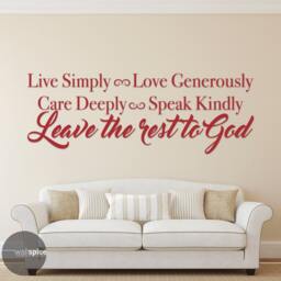 Live Simply Love Generously Care Deeply Speak Kindly Leave The Rest To God Vinyl Wall Decal Sticker - thumbnail 2