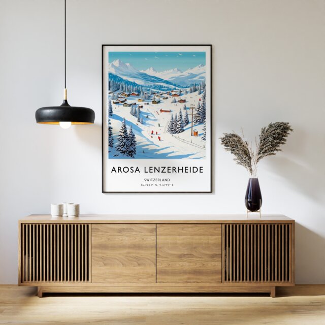 Arosa Lenzerheide Ski Poster Switzerland Winter Sports Art Print - image 1