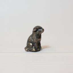 Miniature Bronze Dog Sculpture Lost Wax Casting, Minimalist Art, 2 Units - thumbnail 2