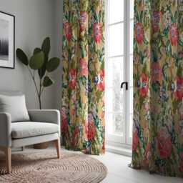 Classic Floral Curtains, Large Bloom Print Drapes, Vibrant Window Treatments, Custom Length Living Room Curtains - thumbnail 3