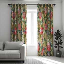 Classic Floral Curtains, Large Bloom Print Drapes, Vibrant Window Treatments, Custom Length Living Room Curtains - thumbnail 2