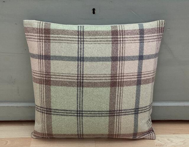 Balmoral Tartan Plaid Throw Pillow Cover Sage Green Tweed, 24 - image 1