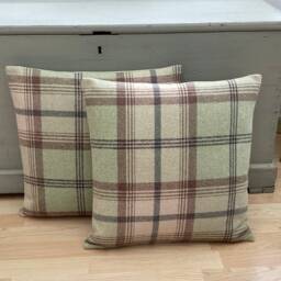 Balmoral Tartan Plaid Throw Pillow Cover Sage Green Tweed, 24 - thumbnail 2