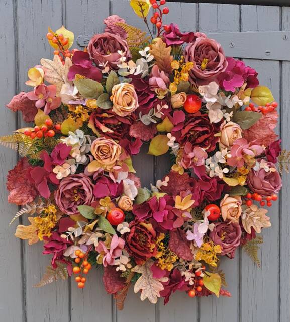 Autumn Wreath, Door Christmas Wreath For Front Door, Flower Wall Hanger Artificial - image 1