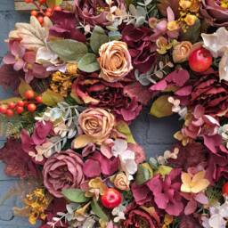 Autumn Wreath, Door Christmas Wreath For Front Door, Flower Wall Hanger Artificial - thumbnail 3