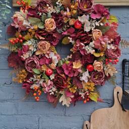 Autumn Wreath, Door Christmas Wreath For Front Door, Flower Wall Hanger Artificial - thumbnail 2