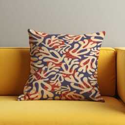 Abstract Coral Reef Cushion Cover, Modern Ocean Inspired Decorative Pillow Cream & Burnt Orange Home Decoration - thumbnail 2