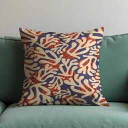 Abstract Coral Reef Cushion Cover, Modern Ocean Inspired Decorative Pillow Cream & Burnt Orange Home Decoration - thumbnail 4